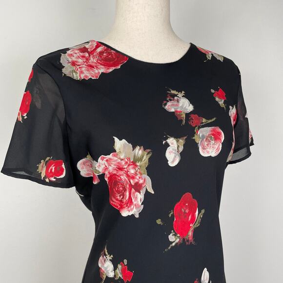 VTG 90s My Michelle Floral Maxi Dress Black Red Y2K Fairy Grunge Dark Romance - Picture 4 of 16